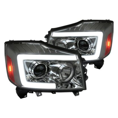Projector Head Lights With Chrome Housing And Smoke Lens | 04-15 Nissan Titan