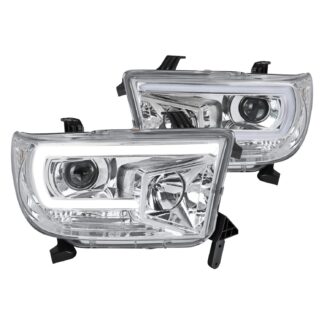 Projector Headlight -Chrome Housing – Clear Lens – Led Tube | 07-13 Toyota Tundra