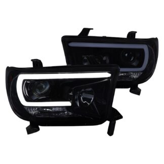 Projector Headlight -Gloss Black Housing - Light Smoke Lens - Led Tube | 07-13 Toyota Tundra