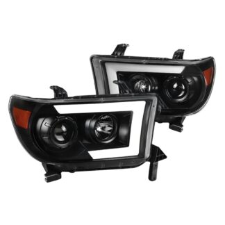 Projector Headlights With Amber Reflector-Black | 07-13 Toyota Tundra