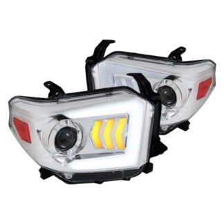 Projector Headlights-Chrome Led Bar Drl | 14-18 Toyota Tundra