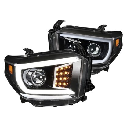 Projector Headlight - Glossy Black With Clear Lens | 14-18 Toyota Tundra