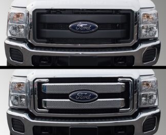 ABS413 11-16 Ford F-250 Super Duty/F-350 Super Duty Not For Working Truck 4 PCS Chrome Tape-on Grille Overlay