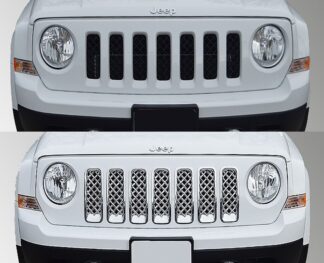 ABS419 11-17 Jeep Patriot 7 PCS Chrome Tape-on Grille Overlay