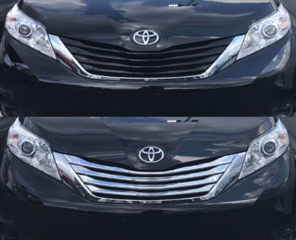 ABS424 11-17 Toyota Sienna L/LE/XLE/Limited 4 PCS Chrome Tape-on Grille Overlay