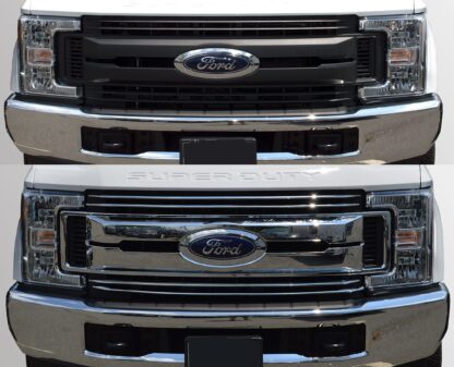 ABS431 17-19 Ford F-250 Super Duty/F-350 Super Duty XL/XLT ONLY 5 PCS Chrome Tape-on Grille Overlay