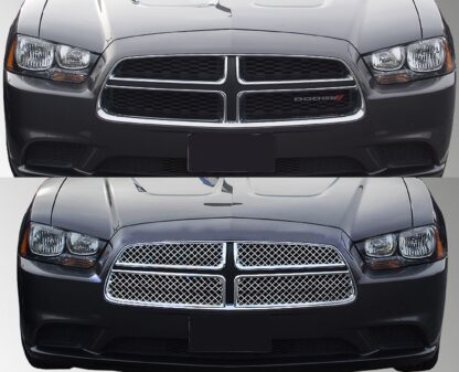 ABS432 11-14 Dodge Charger SE/SXT 4 PCS Chrome Tape-on Grille Overlay