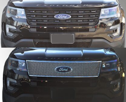 ABS451 16-17 Ford Explorer Base/XLT/Limited/Sport 1 PC Chrome Tape-on Grille Overlay