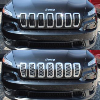 ABS473 14-18 Jeep Cherokee 7 PCS Chrome Tape-on Grille Overlay