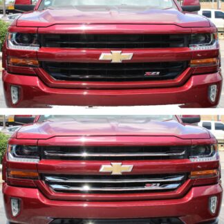 ABS487 16-18 Chevrolet Silverado 1500 Z71/HIGHCNTRY 3 PCS Chrome Tape-on Grille Overlay