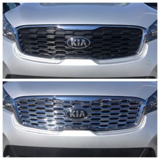 ABS488 19-20 Kia Sorento Fits LX/EX Only Does not fit grille with Camera 1 PC Chrome Tape-on Grille Overlay