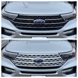 ABS505 20-21 Ford Explorer Base/XLT Does not fit grille with Camera 1 PC Chrome Clip-On W/Tape Grille Overlay