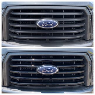 ABS6411BLK 15-17 Ford F-150 XLT 4 PCS Gloss Black Tape-on Grille Overlay
