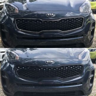 ABS6418BLK 16-19 Kia Sportage LX 1 PC Gloss Black Tape-on Grille Overlay