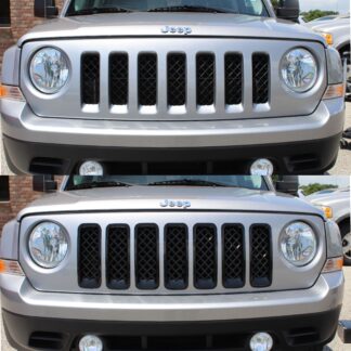ABS6419BLK 11-17 Jeep Patriot 7 PCS Gloss Black Tape-on Grille Overlay