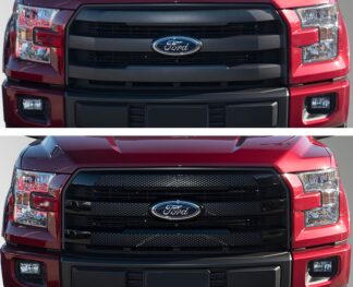 ABS6430BLK 15-17 Ford F-150 Lariat 3 PCS Gloss Black Tape-on Grille Overlay