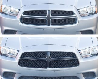 ABS6432BLK 11-14 Dodge Charger SE/SXT 4 PCS Gloss Black Tape-on Grille Overlay