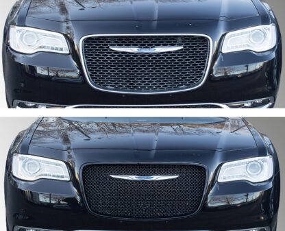 ABS6445BLK 15-20 Chrysler 300 C/C Platinum/Limited 1 PC Gloss Black Tape-on Grille Overlay