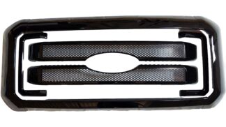 ABS6469BLK 11-16 Ford F-250 Super Duty/F-350 Super Duty XL/XLT/Lariat/King Ranch 8 PCS Gloss Black Tape-on Grille Overlay