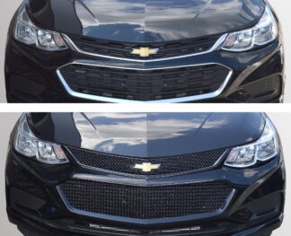 ABS6470BLK 16-18 Chevrolet Cruze LATE MODEL 2016 2 PCS Gloss Black Tape-on Grille Overlay
