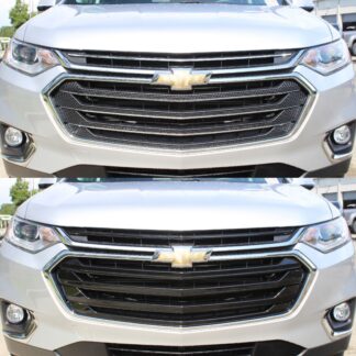 ABS6480BLK 18-21 Chevrolet Traverse 3 PCS Gloss Black Tape-on Grille Overlay