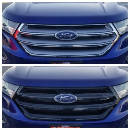 ABS6481BLK 15-18 Ford Edge Does not fit grille with Camera 1 PC Gloss Black Tape-on Grille Overlay