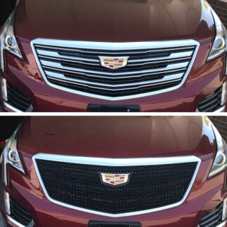 ABS6483BLK 17-19 Cadillac XT5 Does not fit grille with Camera 1 PC Gloss Black Tape-on Grille Overlay