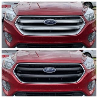 ABS6484BLK 17-19 Ford Escape 1 PC Gloss Black Tape-on Grille Overlay
