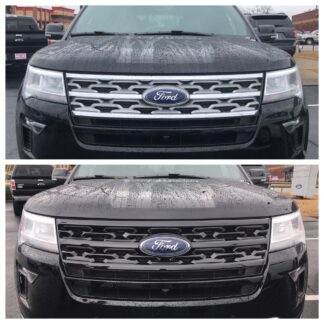 ABS6489BLK 18-19 Ford Explorer ONLY FOR XLT/LIMITED 1 PC Gloss Black Tape-on Grille Overlay