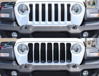 ABS6490BLK 18-21 Jeep Wrangler 7 PCS Gloss Black Tape-on Grille Overlay