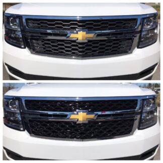 ABS6494BLK 15-20 Chevrolet Tahoe/Suburban 2 PCS Gloss Black Tape-on Grille Overlay