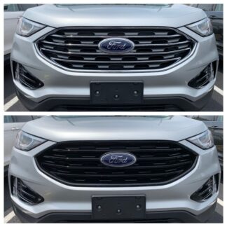 ABS6498BLK 19-21 Ford Edge Does not fit grille with Camera 1 PC Gloss Black Clip-On W/Tape Grille Overlay
