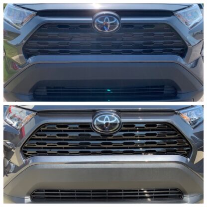ABS6500BLK 19-21 Toyota RAV4 LE/XLE/Premium Does not fit grille with Proximity sensor 2 PCS Gloss Black Clip-On W/Tape Grille Overlay