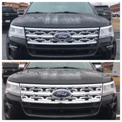 ABS489 18-19 Ford Explorer ONLY FOR XLT/LIMITED 1 PC Chrome Tape-on Grille Overlay