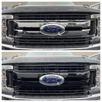 ABS6431BLK 17-19 Ford F-250 Super Duty/F-350 Super Duty XL/XLT ONLY 5 PCS Gloss Black Tape-on Grille Overlay