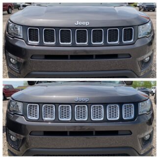ABS478 17-21 Jeep Compass LATE MODEL 17 7 PCS Chrome Tape-on Grille Overlay