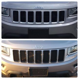 ABS6403BLK 14-16 Jeep Grand Cherokee Limited/Overland/Summit 7 PCS Gloss Black Tape-on Grille Overlay