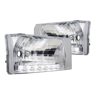Crystal Housing Headlight Chrome With Led | 99-04 Ford F250