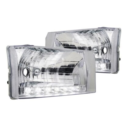 Crystal Housing Headlight Chrome With Led | 99-04 Ford F250