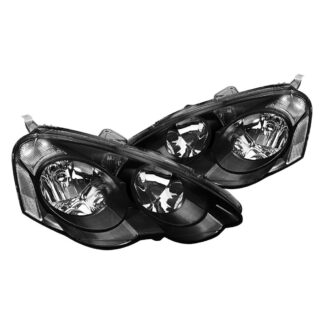 Headlights- Black With Clear Reflector | 02-04 Acura Rsx