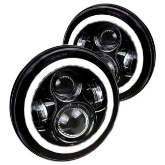 7 Inch Round Projector Headlights With Halo - Black | ALL All All