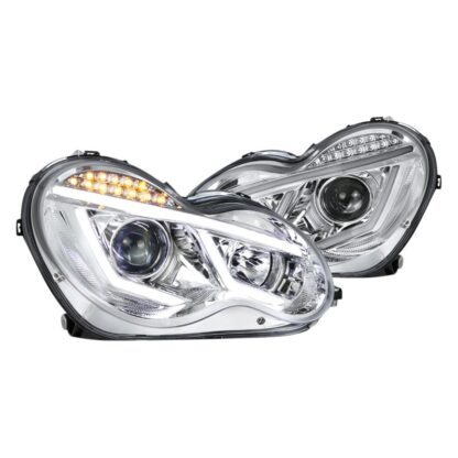 Projector Headlights - Chrome For Factory Halogen Model | 01-07 Mercedes C-Class