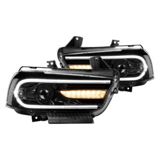 Led Projector Headlights Clear Lens With Matte Black Housing | 11-14 Dodge Charger
