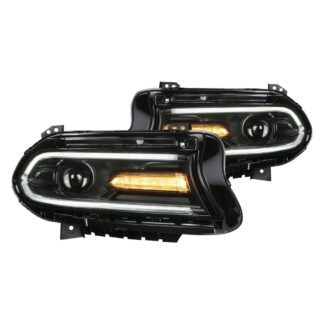 Led Projector Headlights Clear Lens With Matte Black Housing | 15-20 Dodge Charger