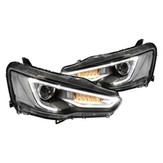 Led  Projector Headlights With Matte Black Housing And Clear Lens | 08-15 Mitsubishi Lancer