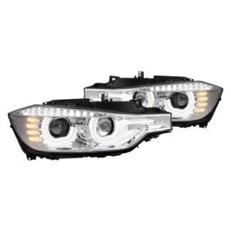 F30 Projector Headlights Chrome Housing With Clear Lens | 12-15 Bmw 3 Series