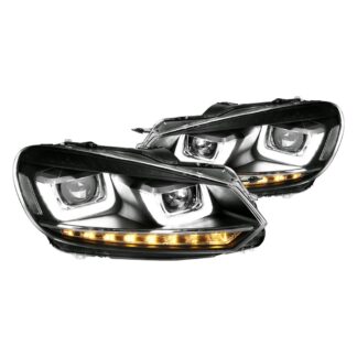 Mk6 Led Projector Headlights With Matte Black Housing And Clear Lens | 10-14 Volkswagen Golf