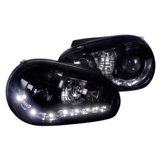 R8 Style Smoked Lens Gloss Black Housing Projector Headlights | 99-05 Volkswagen Golf