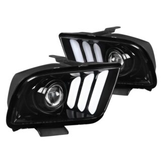 Projector Headlights - Glossy Black With Clear Lens | 05-09 Ford Mustang