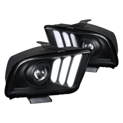 Light Bar Projector Headlights- Black Housing Clear Lens | 05-09 Ford Mustang
